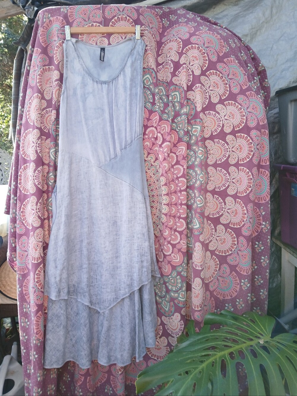 INIZIO Light Wash Asymetrical Sleeveless 100% Italian Linen Maxi Dress